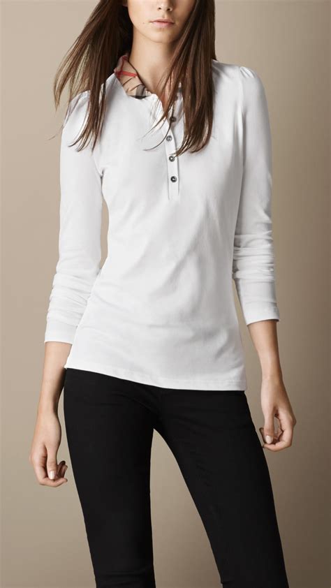 Burberry white long sleeve polo